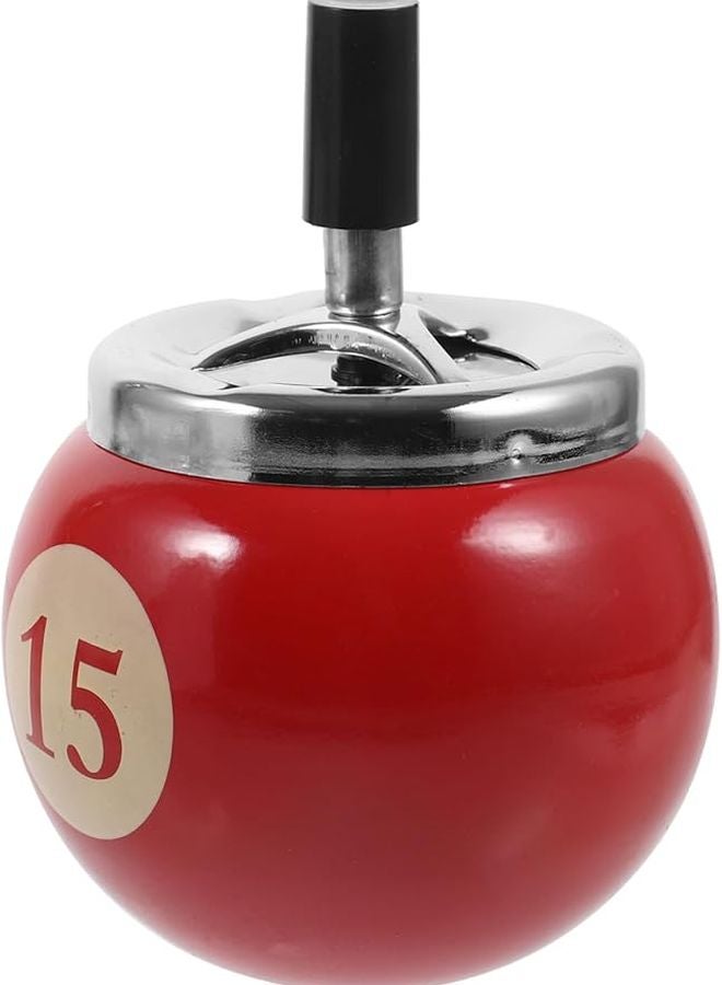 PACKOVE Portable Metal Ashtray Automatic Windproof Billiard Design Lightweight Ash Holder - Image 1